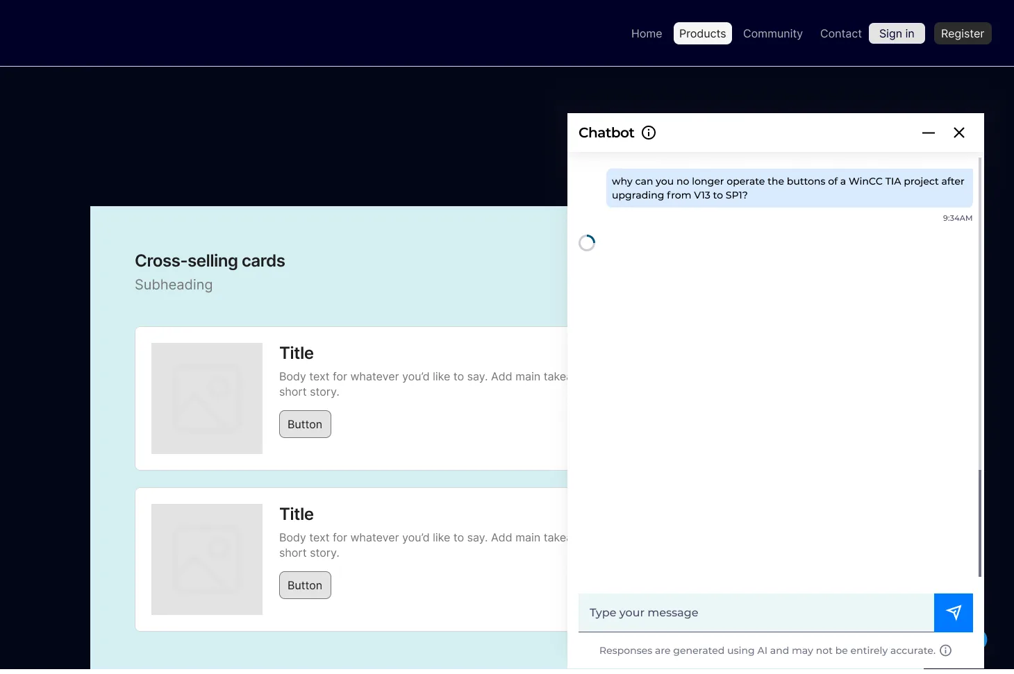 AI processing state with disabled input