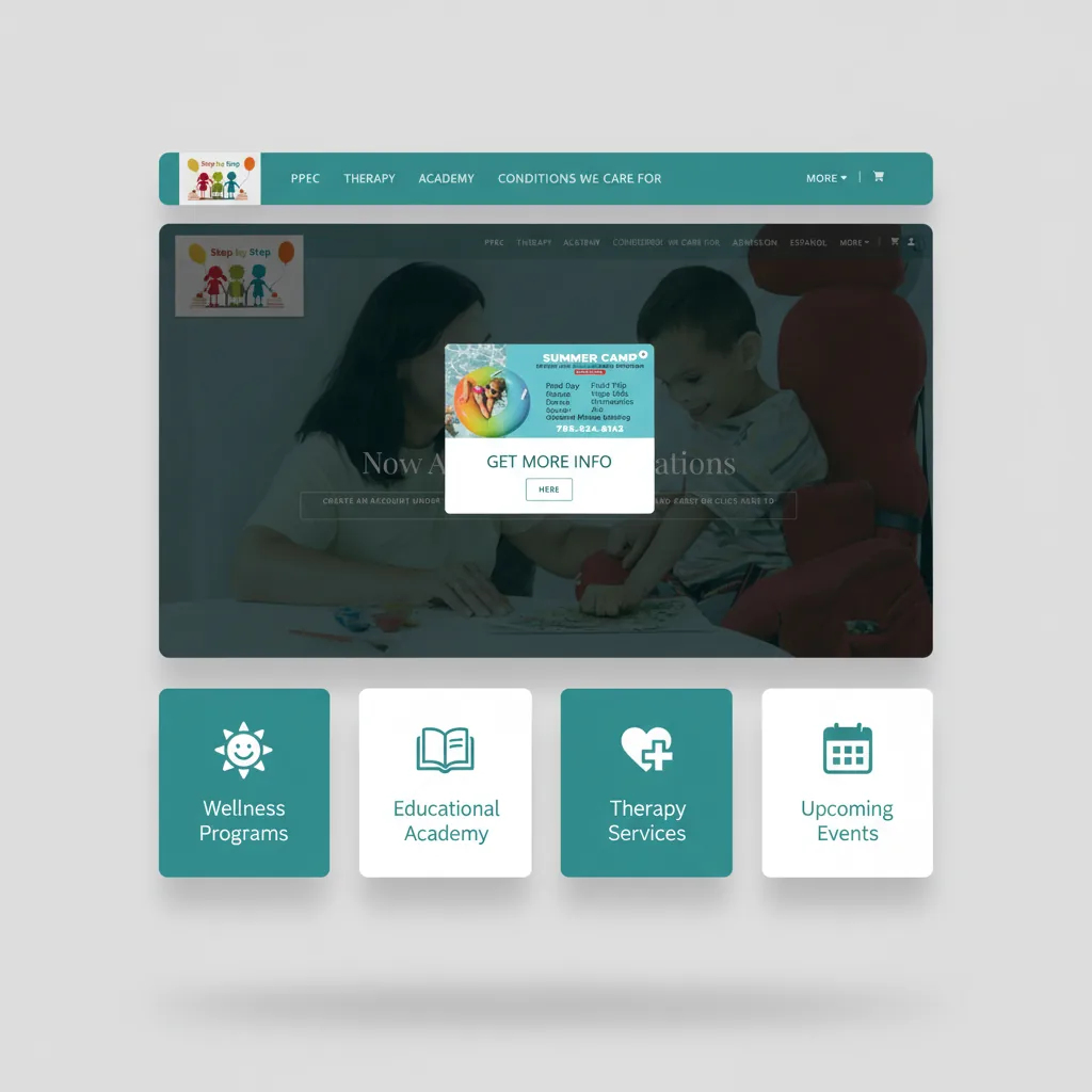 Core sections and content structure showing navigation, hero, and service cards