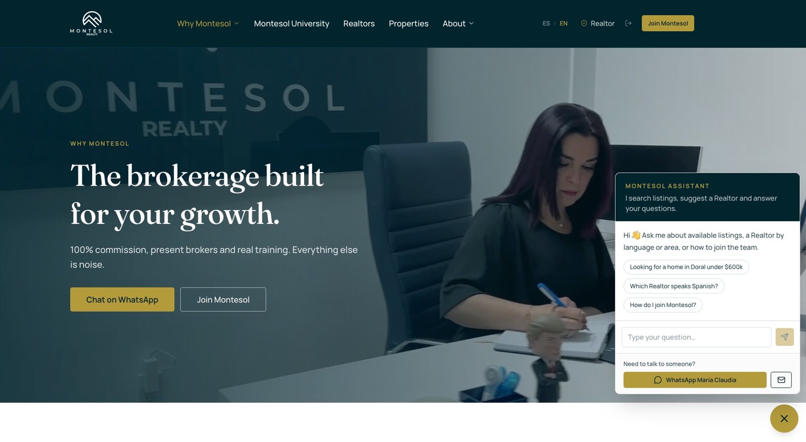 Why Montesol page with the Montesol AI assistant open