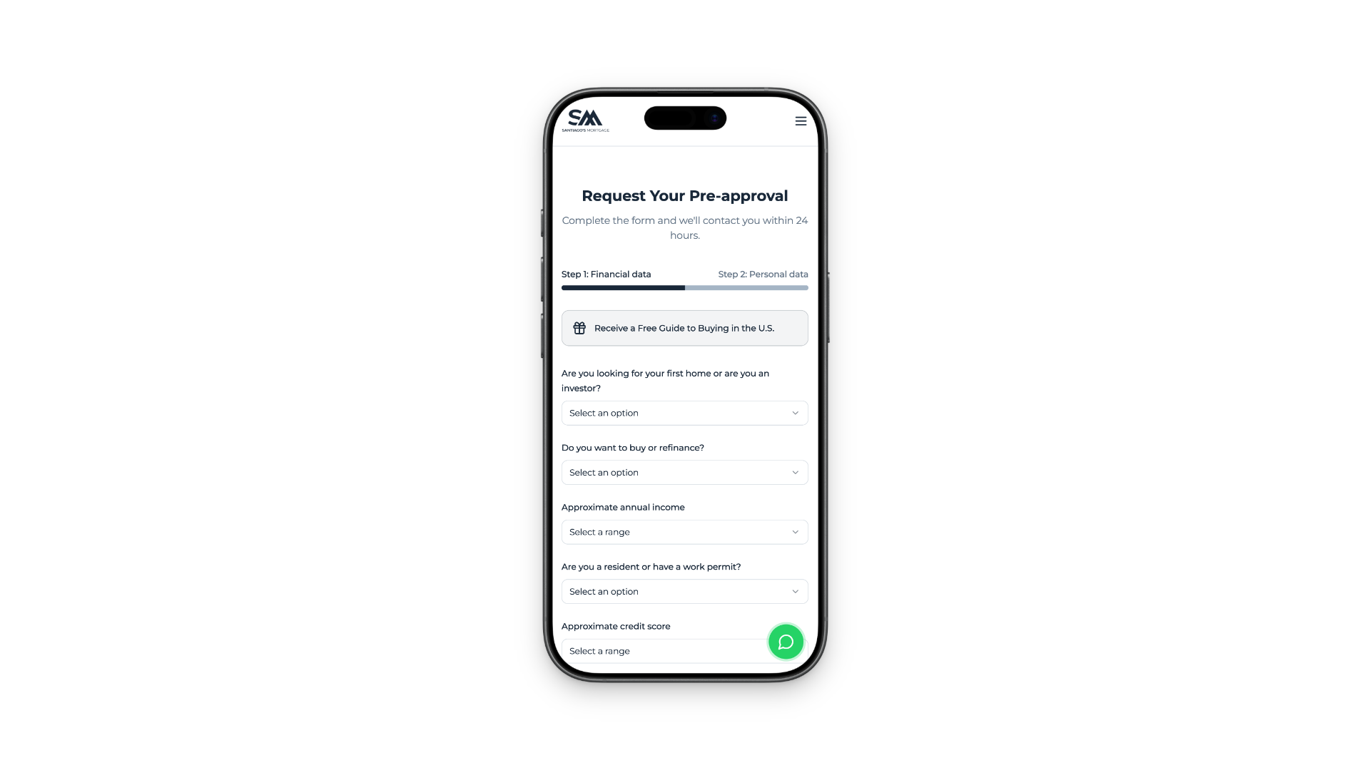 Pre-approval form, financial data first