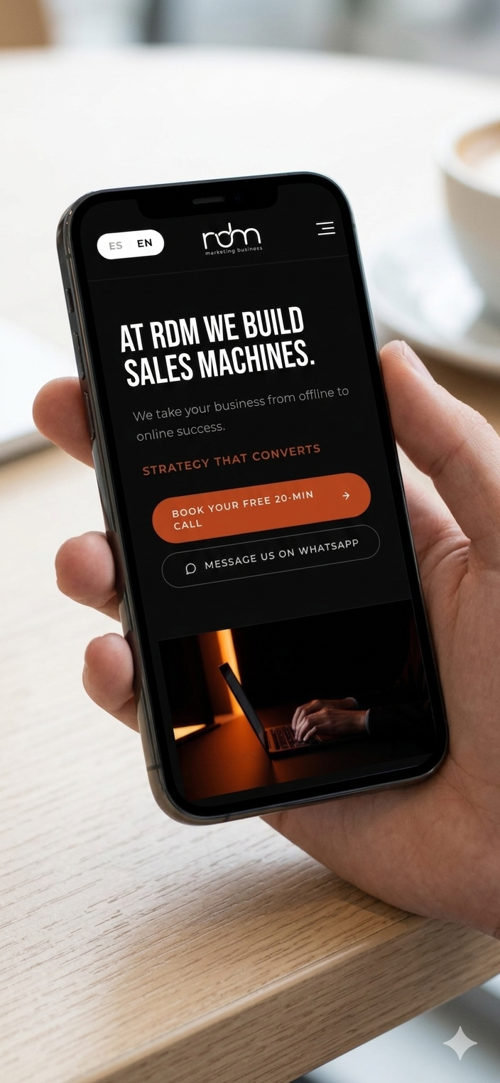 RDM Marketing mobile view on iPhone